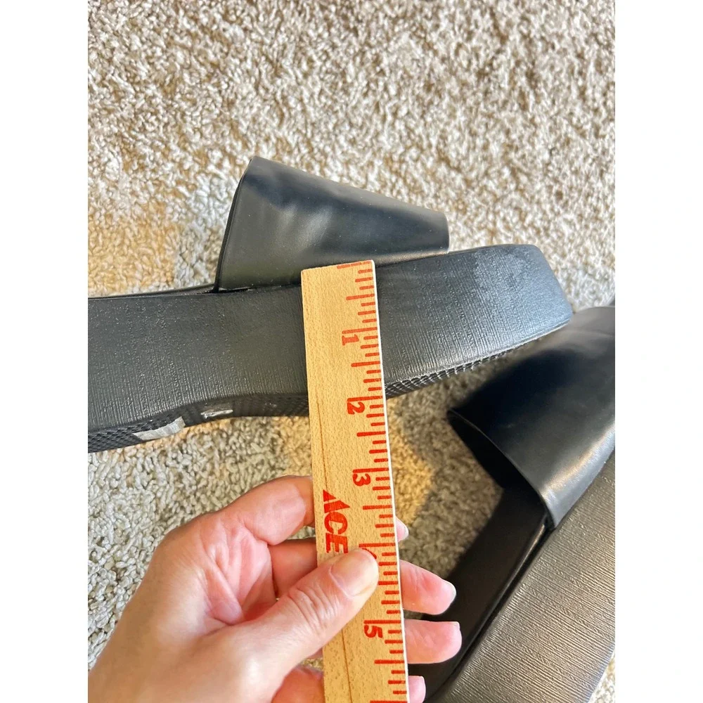 Y2k 90s Black Platform‎ Slide Sandals Chunky Flatform Minimalist Size 6.5